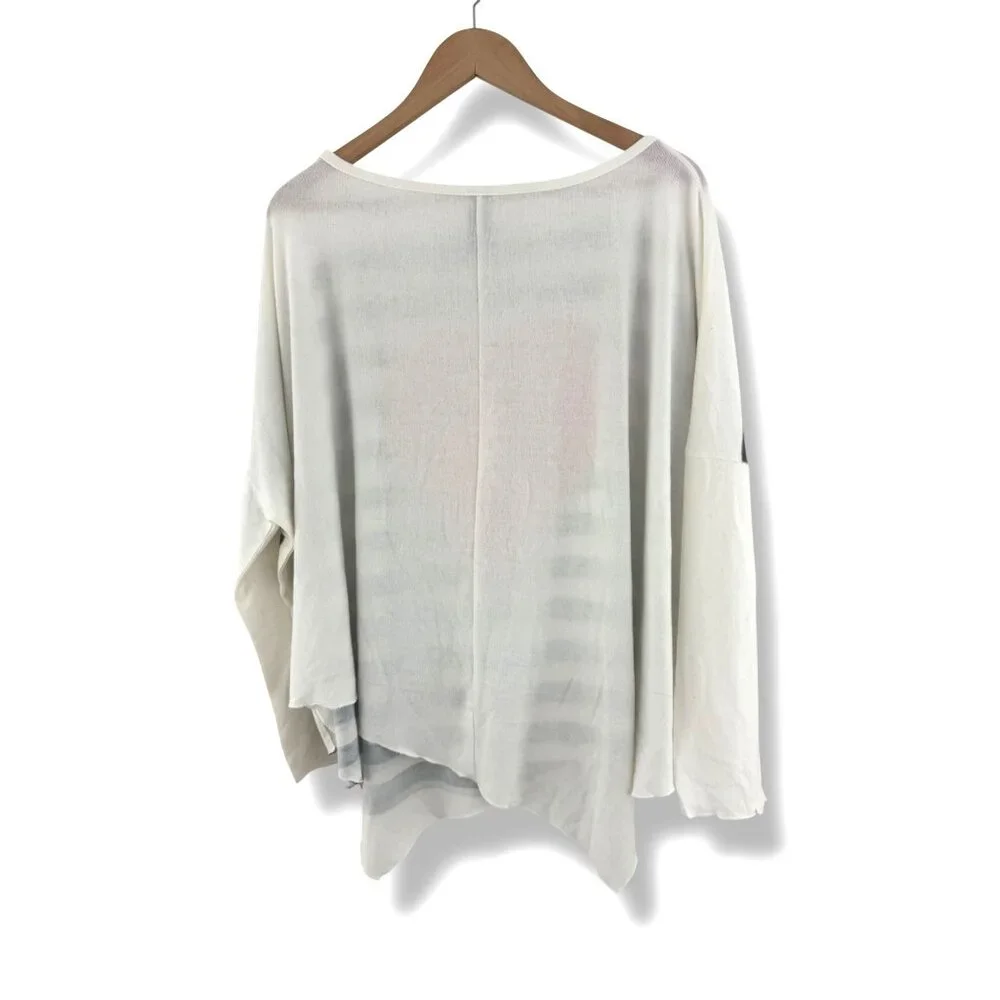 Oversized Heart Striped Asymmetrical Hem‎ Dolman Sweater Sweatshirt Size XL